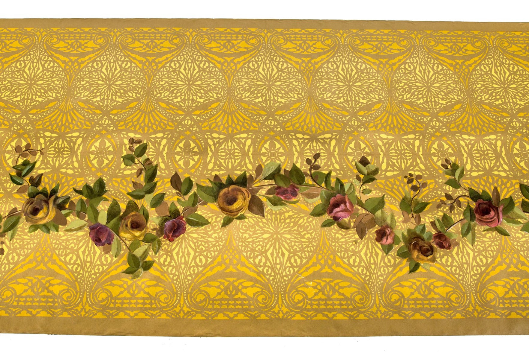 original hand-painted 1960s adler and sullivan schiller building or garrick theater test panel stencil on masonite