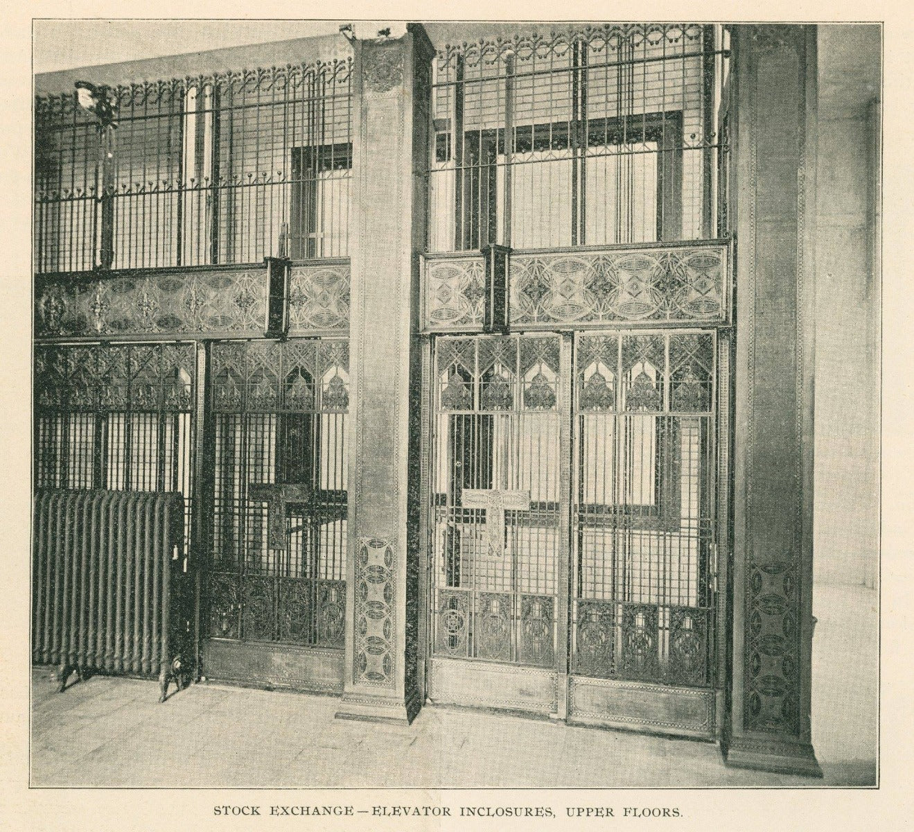 louis h. sullivan-designed ornamental cast iron copper-plated chicago stock exchange elevator surround panel