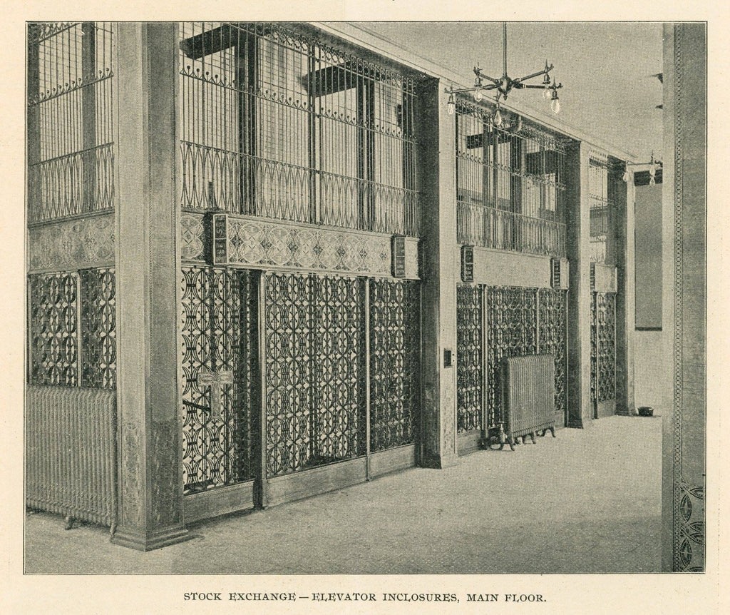 louis h. sullivan-designed ornamental cast iron copper-plated chicago stock exchange elevator surround panel