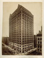 rare 19th century largely intact glass paperweight featuring burnham and root's masonic temple buildinf