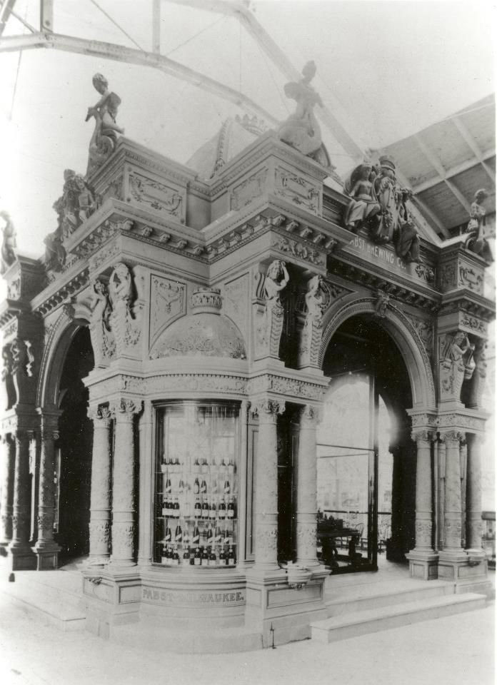 original 1893 chicago world's fair pabst pavilion buff-colored terra cotta column accentuated with hop leaves