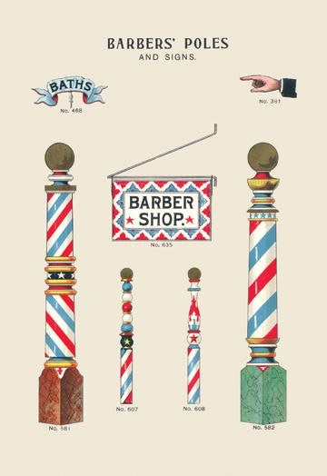original c. 1930's american depression era single-sided  wall-mount exterior polychromatic vitreous enameled "modern service" barber pole trade sign from the south side of chicago