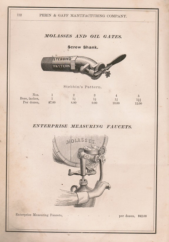 rare original c. 1876 perin & gaff manufacturing company hardbound "illustrated catalogue and price list of general hardware and agricultural implements" with several informational period inserts