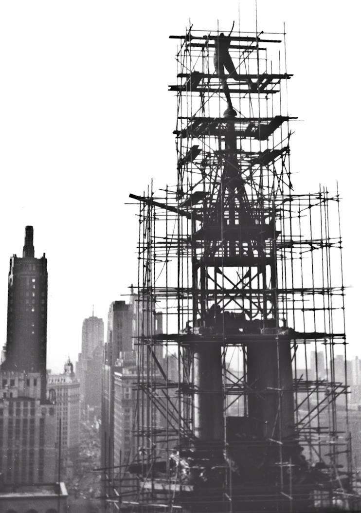 museum-quality gargantuan turn of the century riveted joint montgomery ward & company building observatory wrought bronze weathervane head fragment