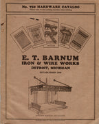 original c. 1929 e. t. barnum iron & wire works softbound "no. 750 hardware catalog" featuring iron fencing, window guards, fire escapes and other iron ornament