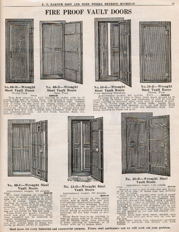 original c. 1929 e. t. barnum iron & wire works softbound "no. 750 hardware catalog" featuring iron fencing, window guards, fire escapes and other iron ornament