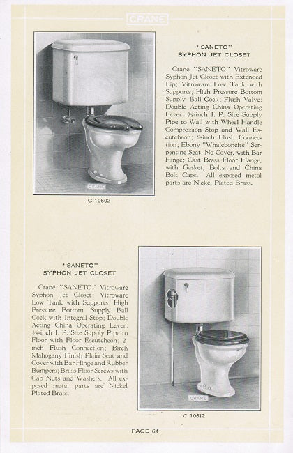 original early 1920's american softbound crane company "homes of comfort" catalog featuring plumbing fixtures for the heating and plumbing contractor