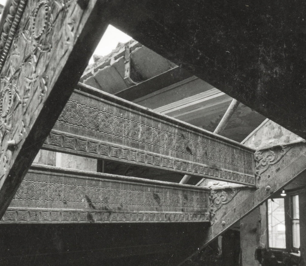 original louis h. sullivan-designed ornamental copper-plated cast iron chicago stock exchange staircase riser fragment