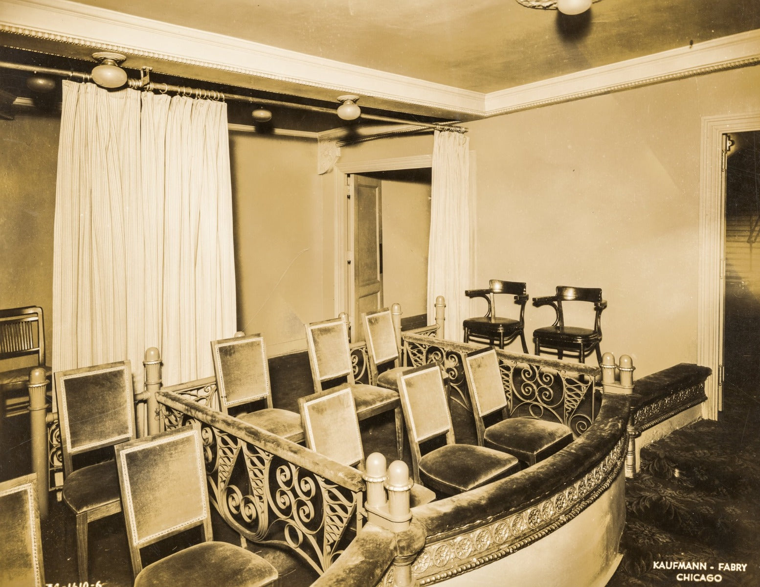 original louis sullivan-designed ornamental riveted joint wrought iron auditorium theater box seat grille