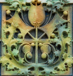faithfully reproduced polychrome enameled plaster recast of a terra cotta panel adorning the exterior of louis h. sullivan's 1914 purdue state bank