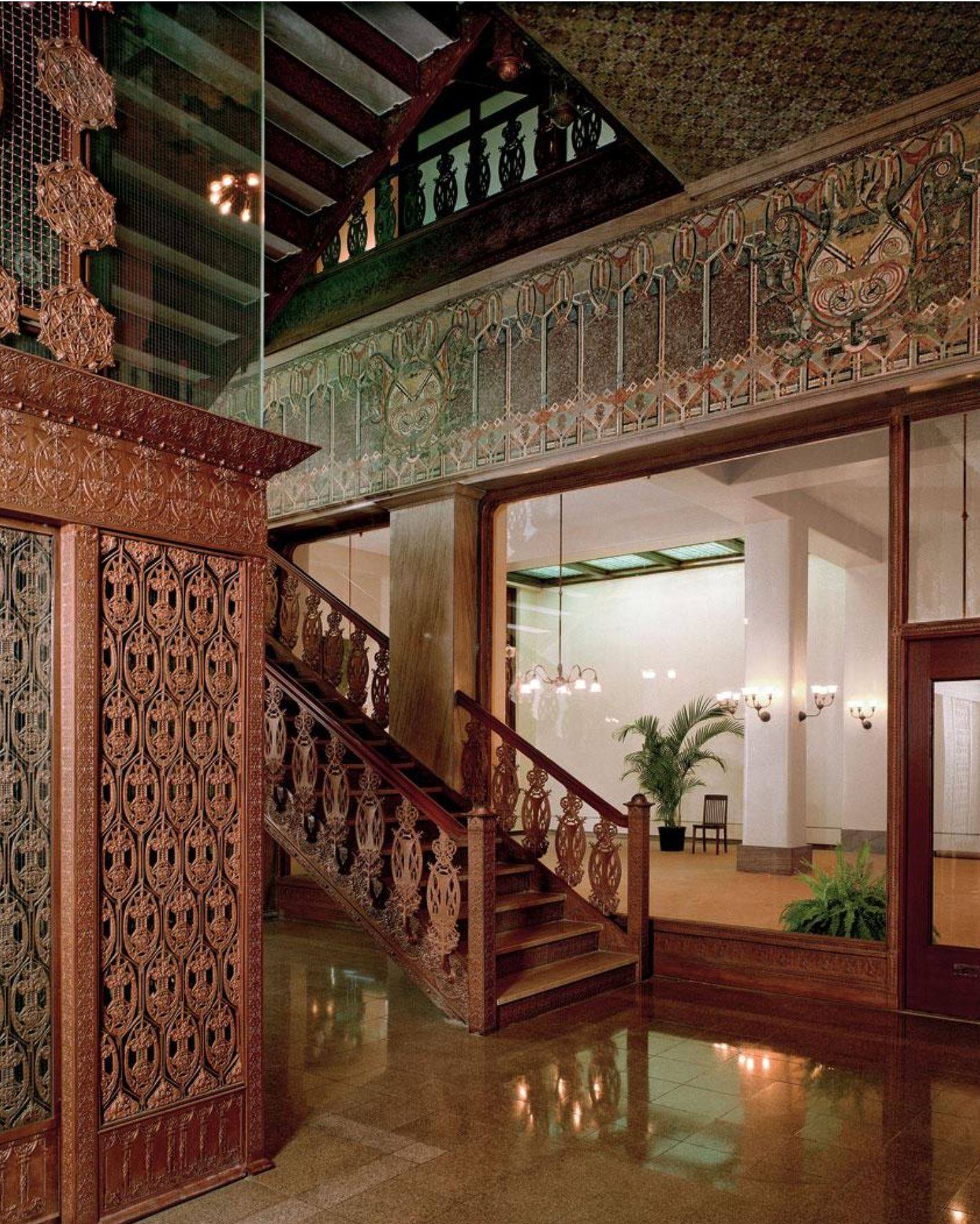 simeon b. eisendrath and louis h. sullivan-designed copper-plated cast iron guaranty or plymouth building staircase baluster fabricated by the winslow brothers