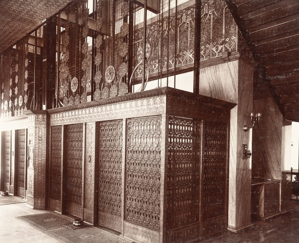 original 1896 oversized louis sullivan-designed ornamental cast iron interior guaranty or prudential building office door hardware