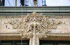original 1899 three-piece speckled glaze terra cotta column assembly salvaged from louis h. sullivan's gage building