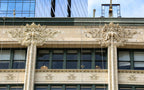 original fully documented museum quality laye 19th century louis sullivan-designed cream-colored gage building terra cotta facade fragment with custom built stand