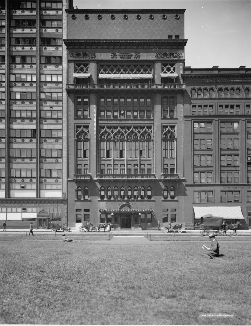 framed and matted c. 1911 hand-written letter with stationary and matching envelope from the chicago athletic association hotel