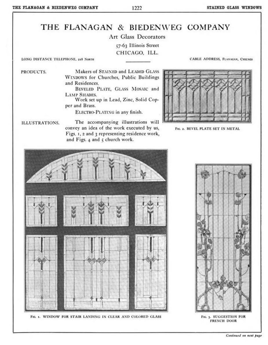 early 20th century strongly geometric salvaged chicago leaded glass transom window with variegated and gold flash glass