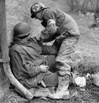 original c. 1940's united states medical department "jungle" first aid painted wood box with compartmentalized interior