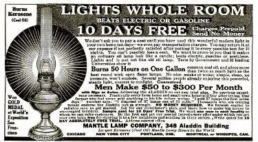 very rare early 20th century freestanding polychrome enameled zinc metal "aladdin" brand oil lamp lighting shop advertising display or trade sign"