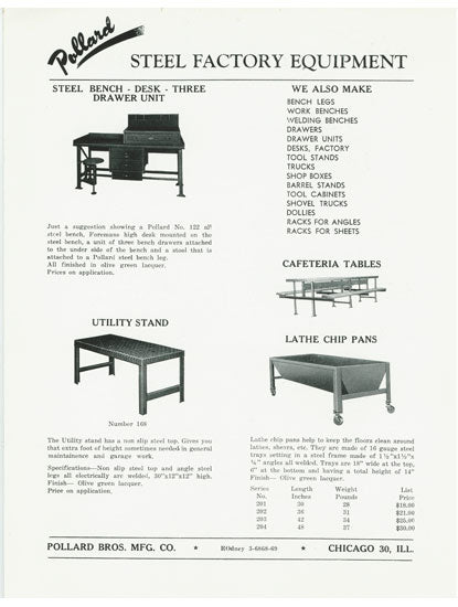 matching set of refinished low-lying cast iron "pollard brothers" brushed metal american industrial factory locker room bench bases with deeply embossed lettering