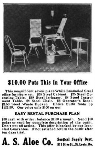 refinished antique american medical versatile hospital operating room folded and pressed steel supply cabinet with original "bassick" casters
