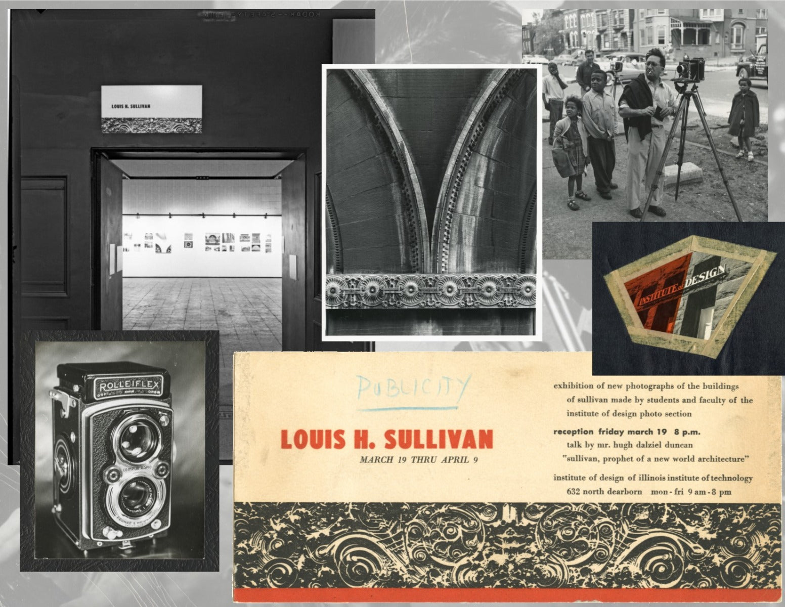 historically important 1954 original chicago institute of design louis sullivan exhibit silver gelatin print of the getty tomb