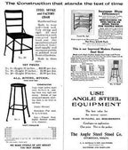 completely refinished c. 1930's american industrial salvaged chicago two-tier angled steel factory work stand with newly added pine wood tabletop and undershelf