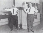 two matching original solid maple wood chicago athletic association building gymnasium exercise turned and tapered wood barbells with exceptional patina