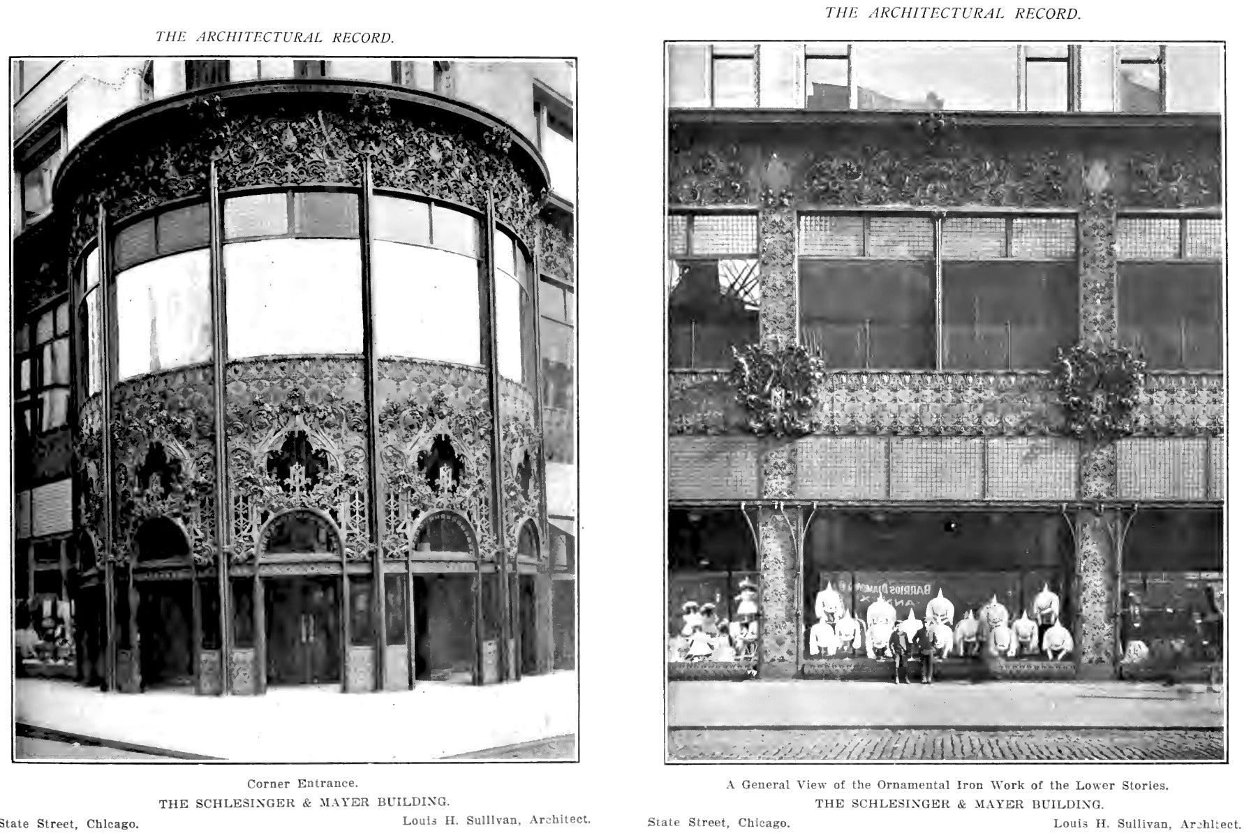 unique 1950s hexagonal-shaped vintage carson, pirie, scott hatbox featuring building's northwest entrance