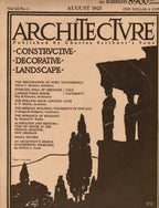 rare softcover “architecture” periodical, vol. LII no. 2, published in august 1925 in an edition of 8500 by charles scribner’s sons in new york.