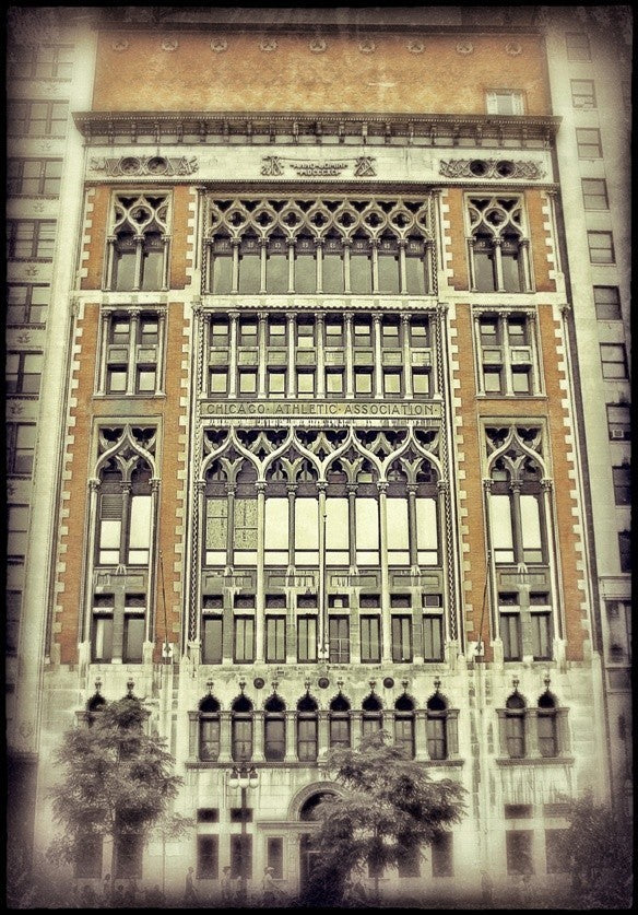 original early 20th century salvaged chicago wall-mount chicago athletic association building wall sconce with bell-shaped white opalescent glass shade
