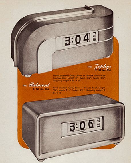 all original and functional c. 1930's american art deco machine age "zephyr" electric desk or table clock