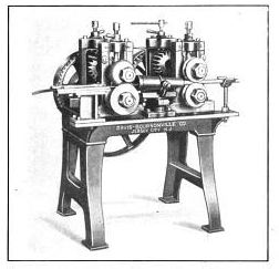matching set of c. 1920's vintage american industrial cast iron tube-forming machine bases with old green paint finish