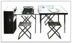set of four matching vintage world war ii american army portable field chairs with original stitched canvas seats