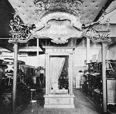 late 19th century antique american victorian era stationary twisted steel organist's four-legged stool with oxidized copper-plated finish
