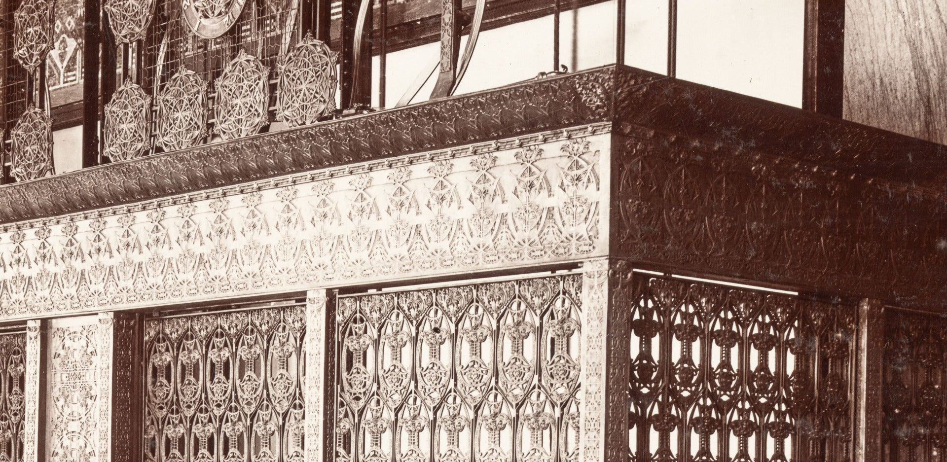 matching recast interior louis h. sullivan-designed guaranty building lobby elevator door ornament