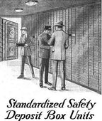 single-sided porcelain enameled die cut steel "safety deposit boxes" exterior bank building sign