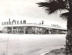 original american c. 1950's industrial exterior single-sided white porcelain enameled pressed steel goodyear tire store letter sign