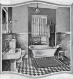 original and functional early 20th century antique american salvaged chicago glazed vitreous porcelain "corsyn" lavatory toilet with oak wood seat