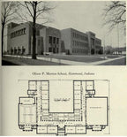 original c. 1936 exterior oliver p. morton school beige slip glaze "sullivanesque" terra cotta facade corner panel