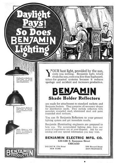 unusually shaped early 20th century american industrial green porcelain enameled "benjamin" factory pendant light