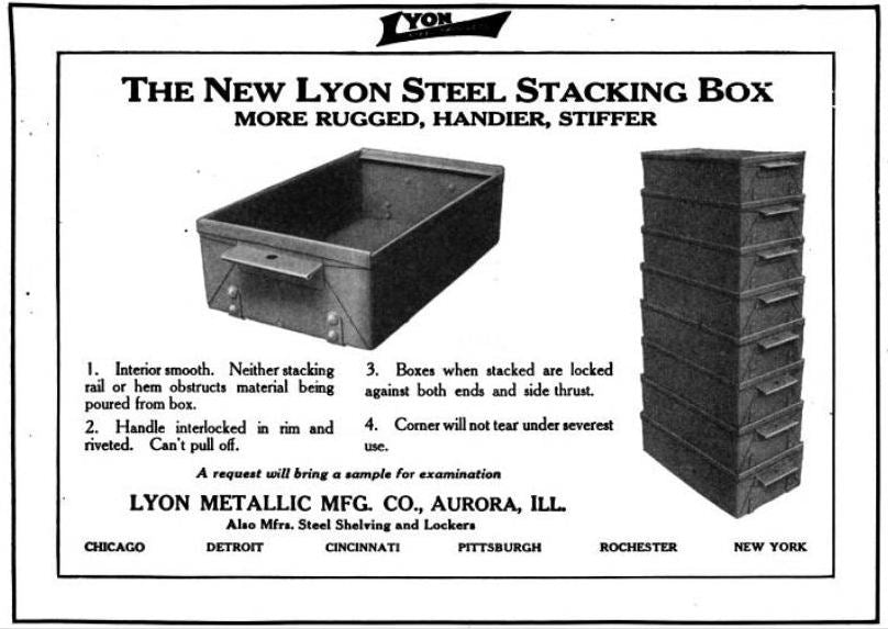 intact c. 1940's vintage industrial folded and pressed heavy gauge steel single compartment storage bin with blue paint finish