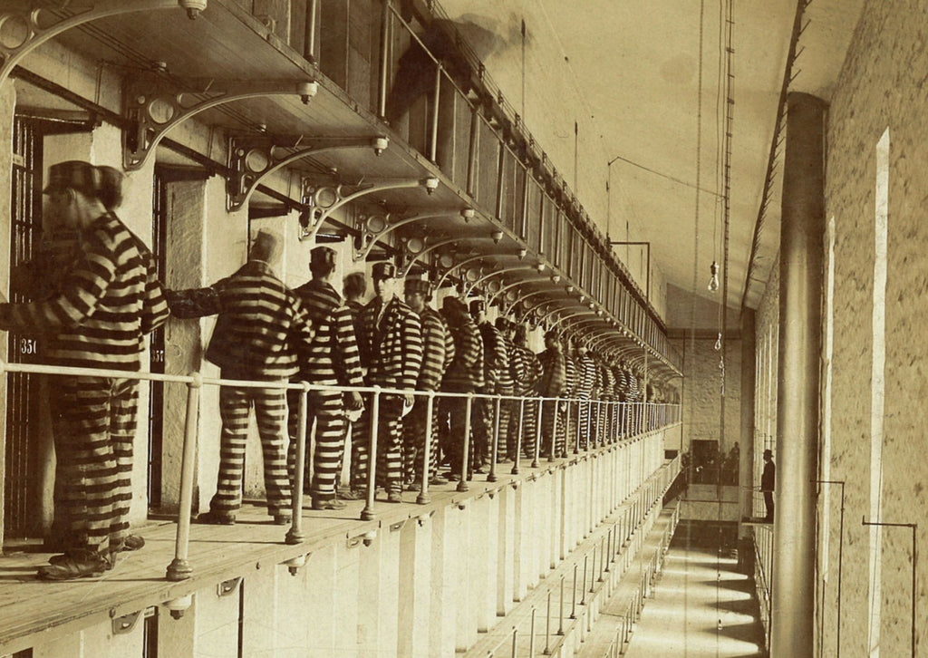 group of oversized mid-19th century oversized wrought iron joliet state prison cell door lever lock skeleton keys