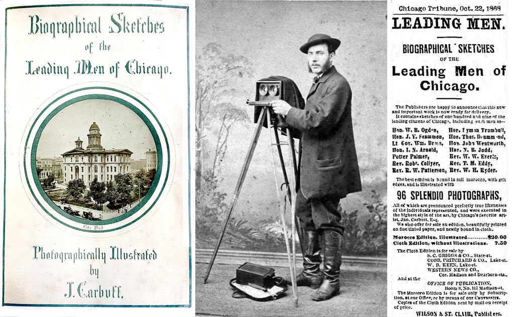 rare original john carbutt 1860's stereoview card of pre-fire chicago taken from city hall dome with sherman house in foreground