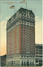 mounted early 20th century salvaged chicago marshall and fix-designed cast brass custom blackstone hotel doorknob and backplate