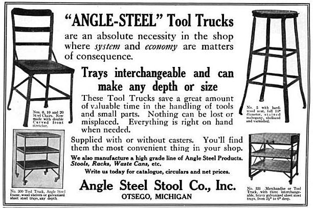 c. 1930's refinished vintage american made folded and pressed heavy gauge adjustable height stool with backrest