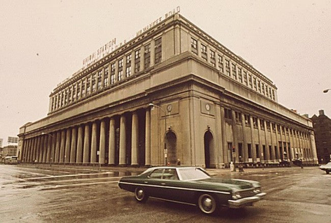 two matching historically important c. 1920's american neoclassical style early green enameled chicago union station ornamental cast iron exterior entrance door brackets