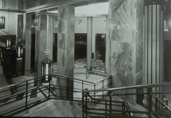 exceptional original american depression era art deco machine age interior michigan square building flush mount elevator cab or car grille