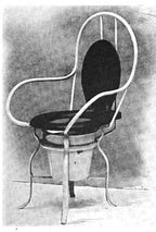 rare c. 1900's insane asylum bent steel "commode chair" with sharply bowed backrest