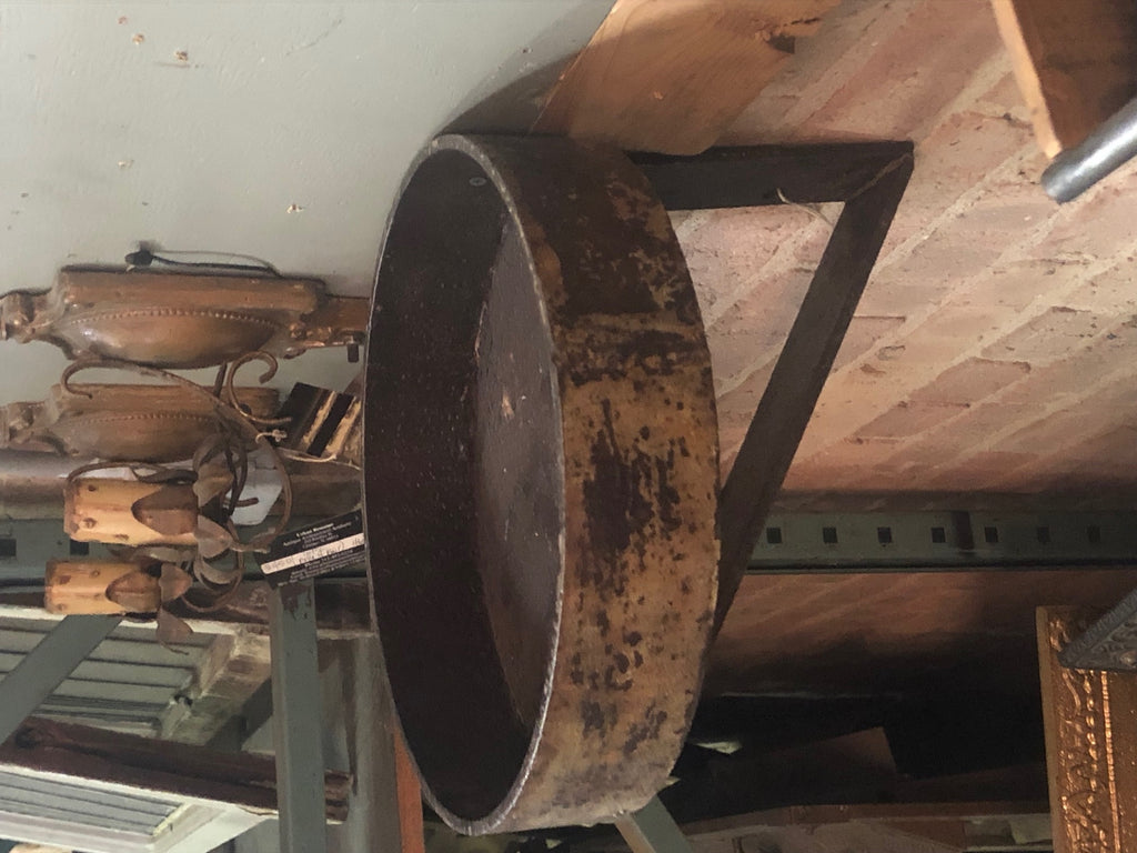 unusual early 20th century antique american industrial welded joint brushed steel structural post support bracket