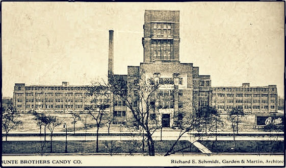 massive c. 1921 chicago prairie school "wrightesque" style carved limestone bunte candy factory exterior facade panel fragment